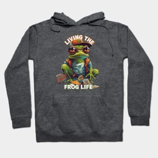 Living the Frog Life, frog t-shirts, t-shirts with frogs, Unisex t-shirts, frog lovers, animal t-shirts, gift ideas, fused fashion, frogs Hoodie